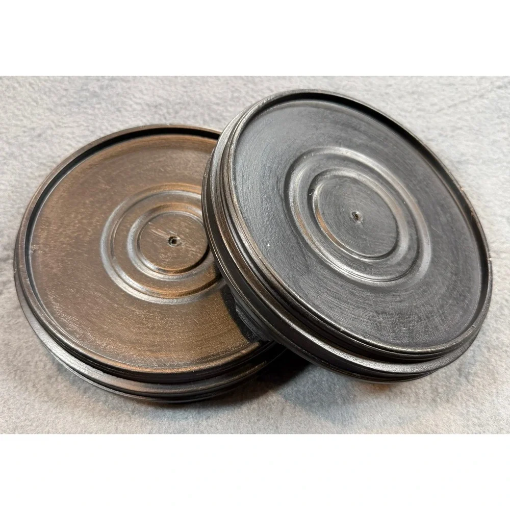 Set of 2 Round Wood Display Stands Dark Brown Risers for Vases and Statues